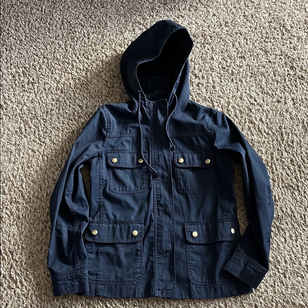 J. Crew Navy Hooded Jacket